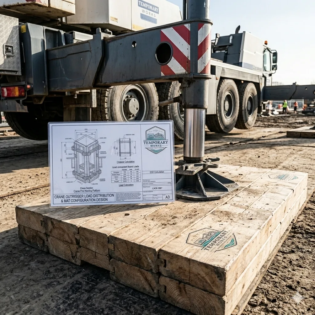 Crane outrigger load distribution and mat configuration design on timber crane mats