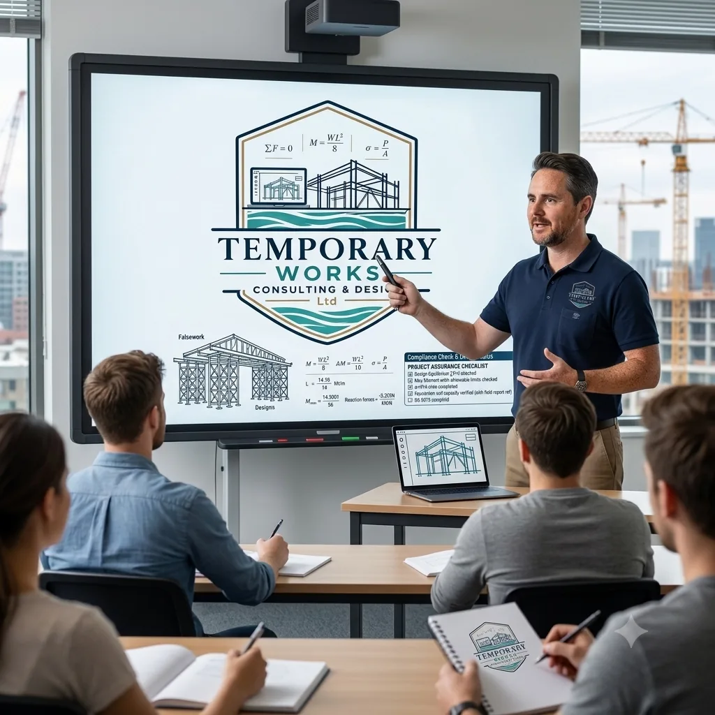 David Miller delivering a temporary works training session to a classroom