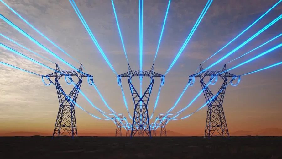 Electricity transmission towers and energy network infrastructure